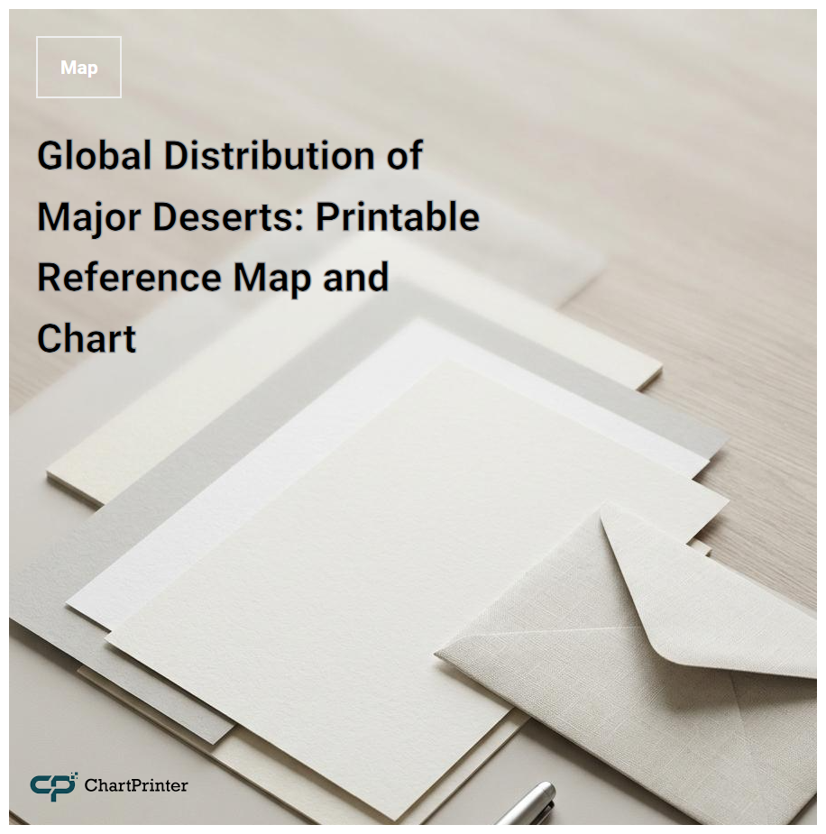 Global Distribution of Major Deserts: Printable Reference Map and Chart