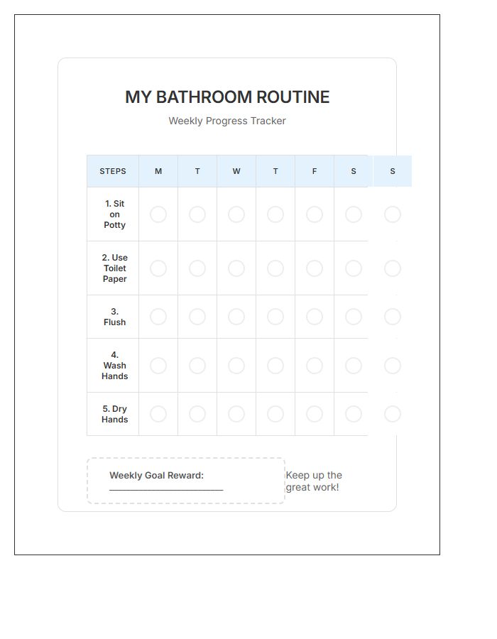 Printable Toddler Bathroom Routine Progress Chart