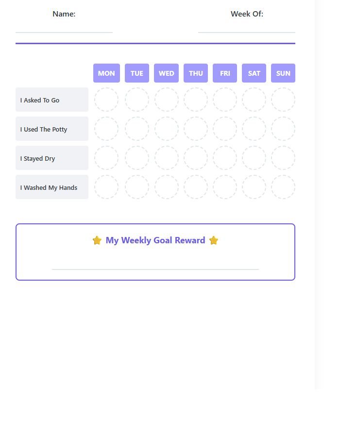 Printable Toddler Potty Training Goal Chart