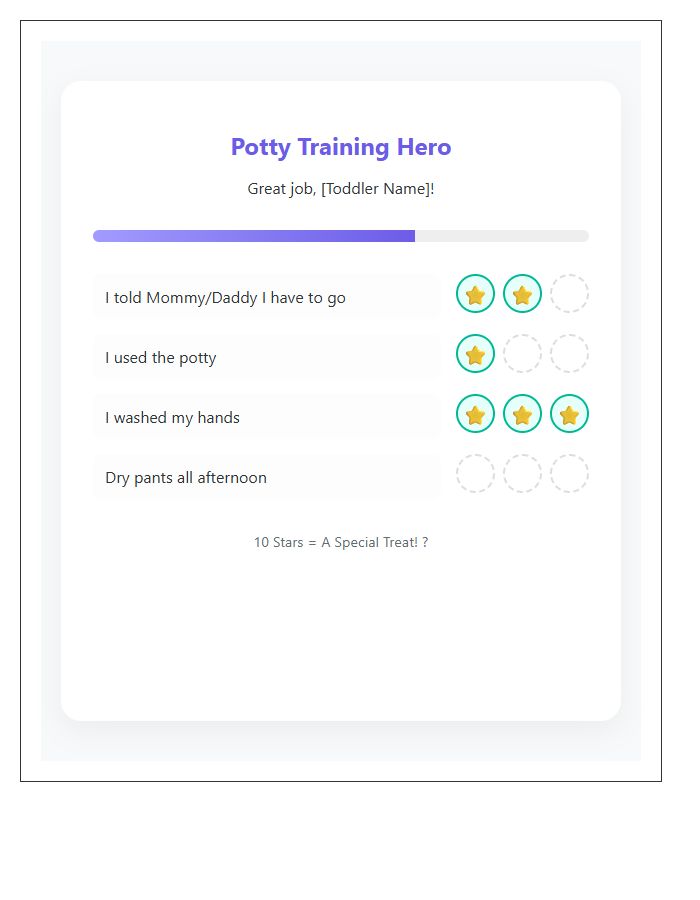 Toddler Potty Training Achievement Progress Chart