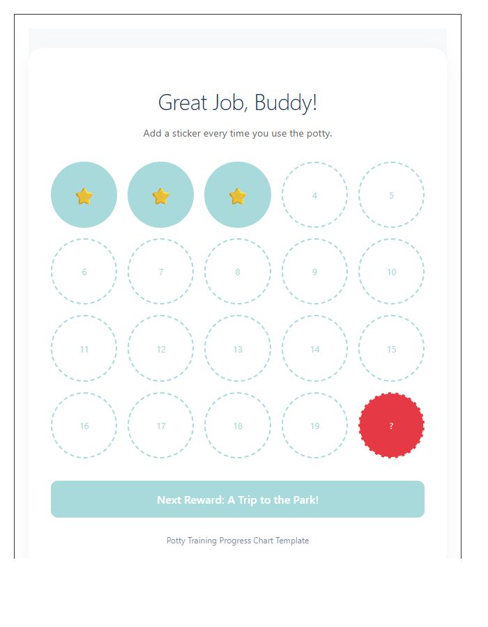 Toddler Potty Training Sticker Progress Chart