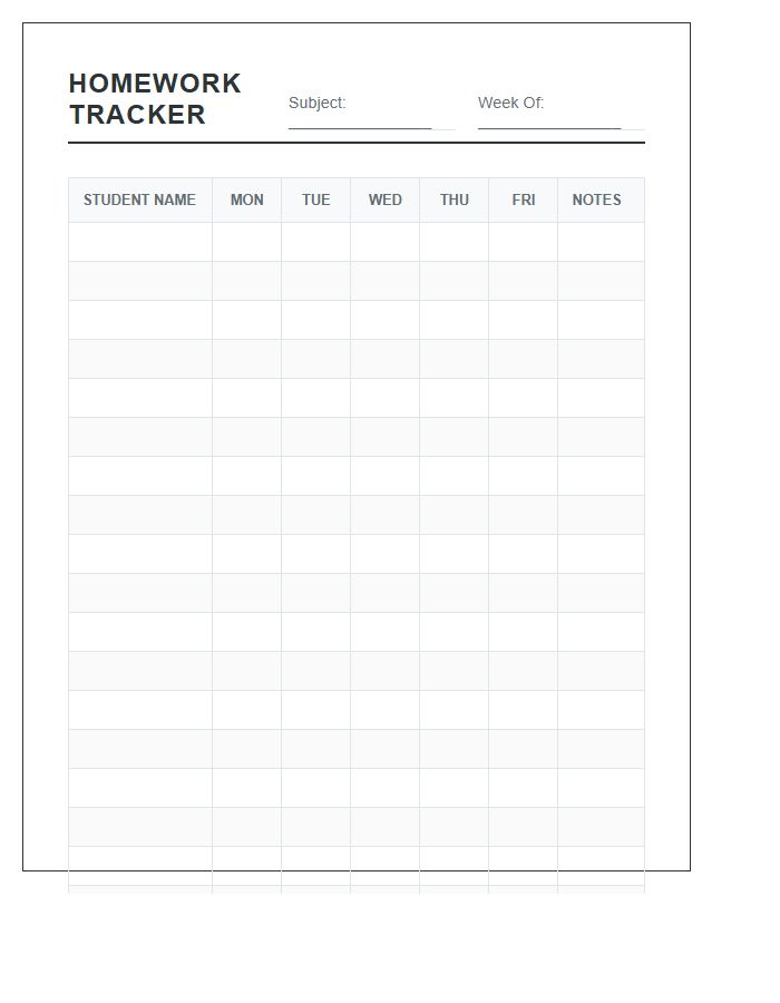 Homework Management Chart.pdf The Ultimate Printable Student Homework Tracking Checklist - Free ...
