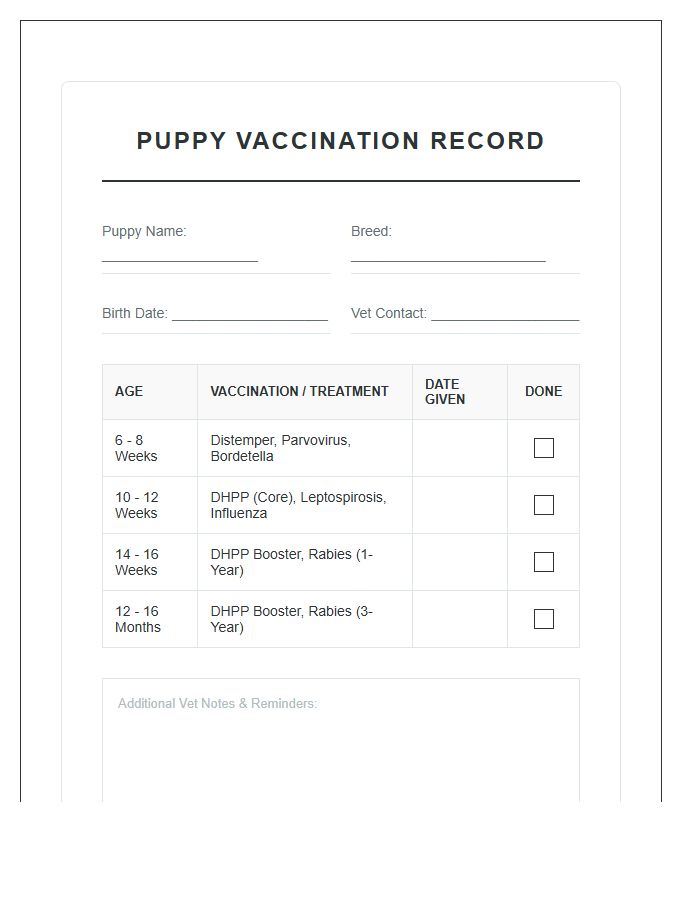 Pet Owner Puppy Vaccination Schedule Printable Chart