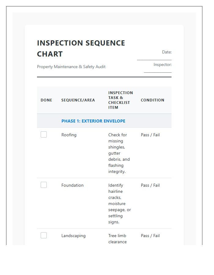 Detailed Property Maintenance Inspection Sequence Printable Chart