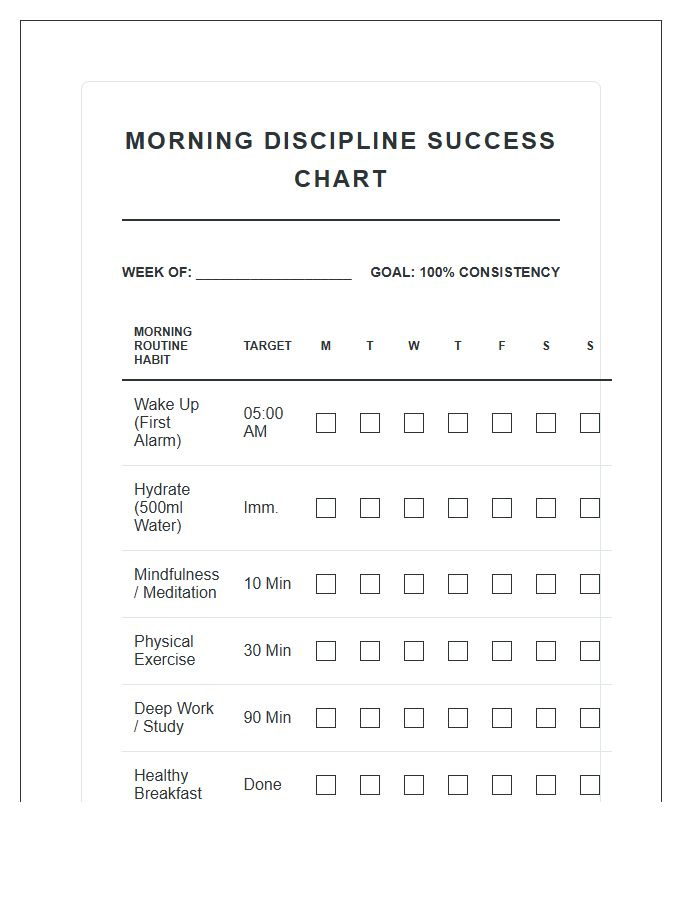 Printable Morning Discipline Success Habit Checklist Chart