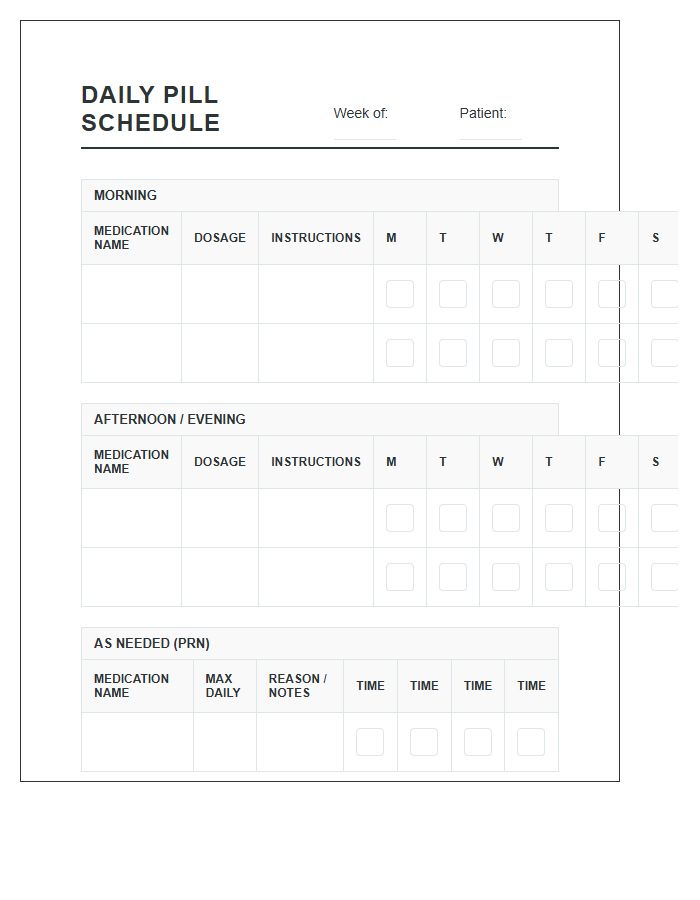 Daily Pill Reminder Schedule Chart Printable Calendar