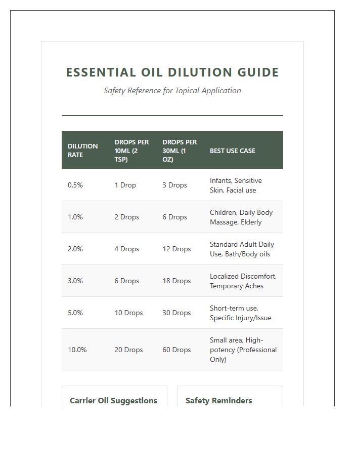 Printable Essential Oil Dilution Chart For Home Use