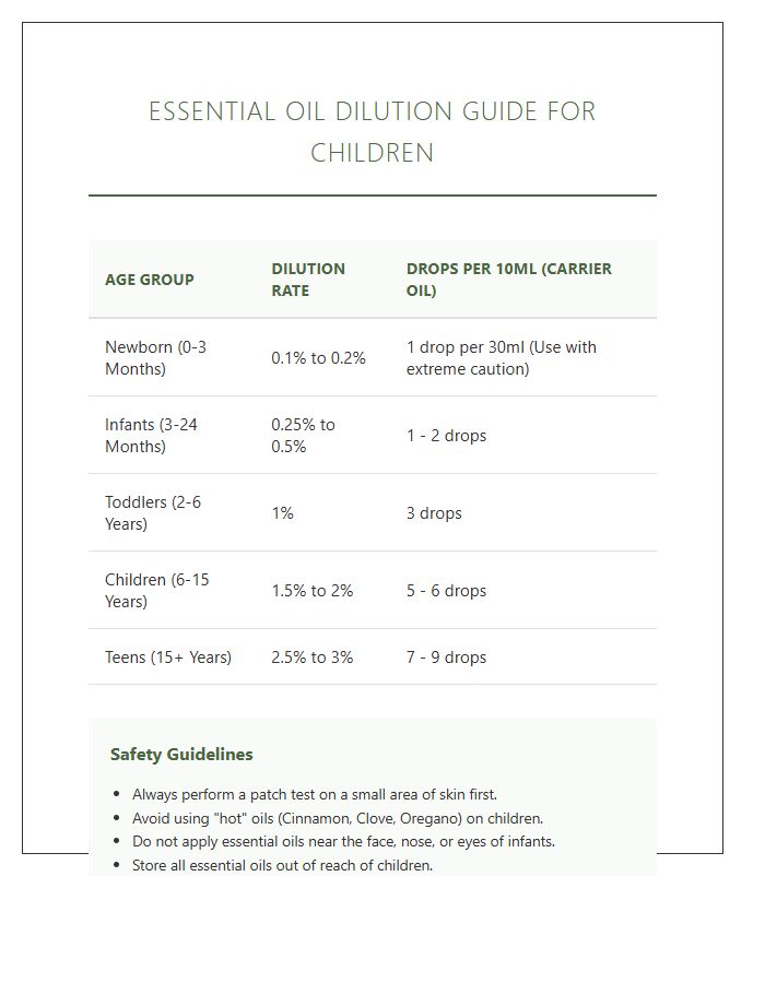 Printable Essential Oil Dilution Safety Chart For Kids