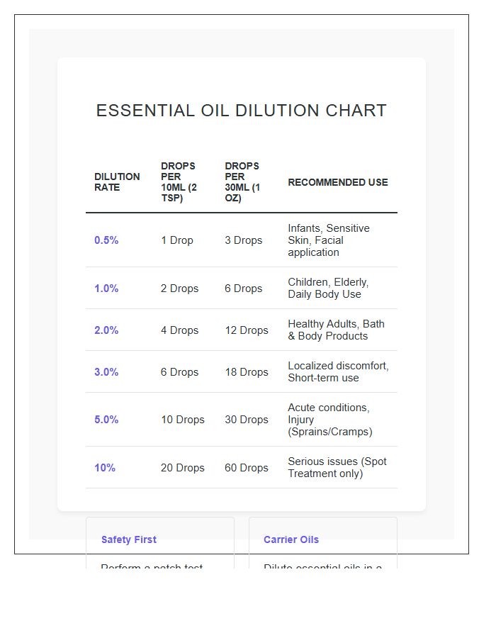 Standard Printable Essential Oil Dilution Safety Chart