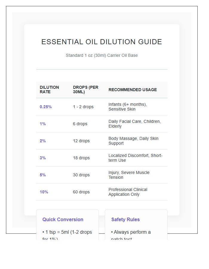 Universal Printable Essential Oil Dilution Safety Chart