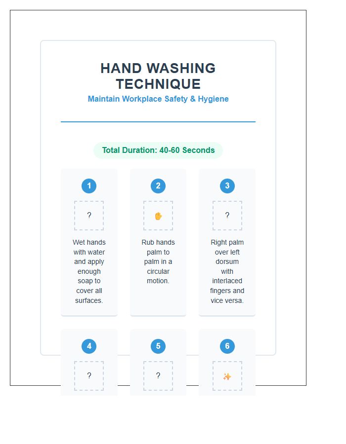 Workplace Hygiene Hand Washing Technique Chart Printable