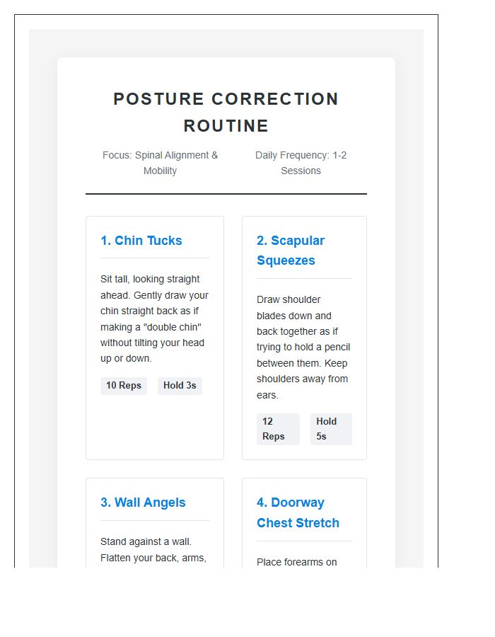 Printable Posture Correction Exercise Chart