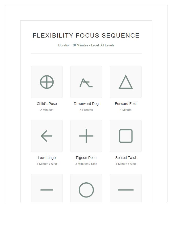 Flexibility Focus Yoga Sequence Illustration Printable Chart