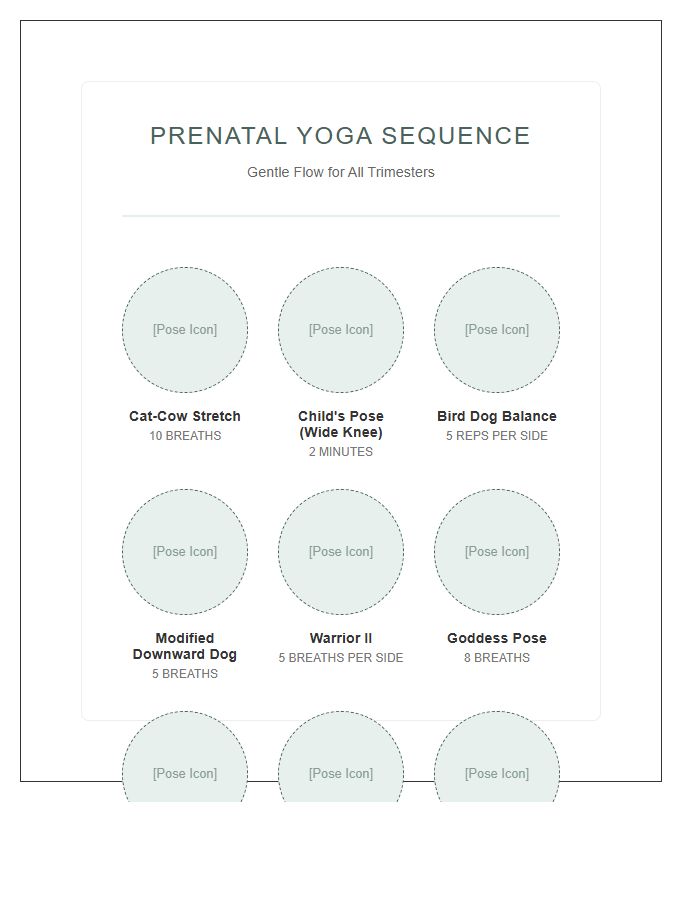 Prenatal Yoga Pose Sequence Illustration Printable Chart
