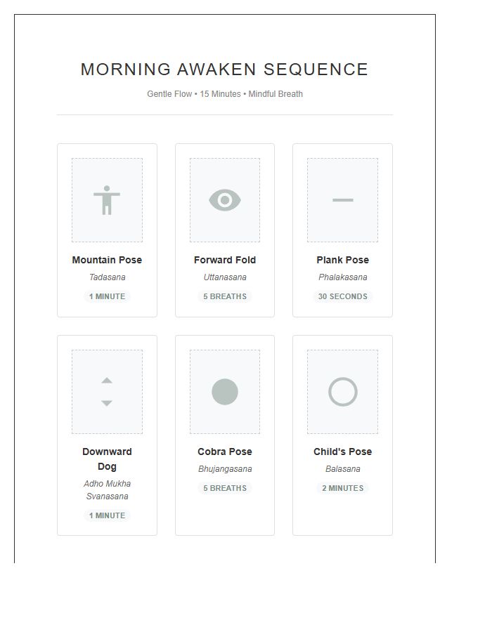 Printable Morning Yoga Routine Illustration Sequence Chart