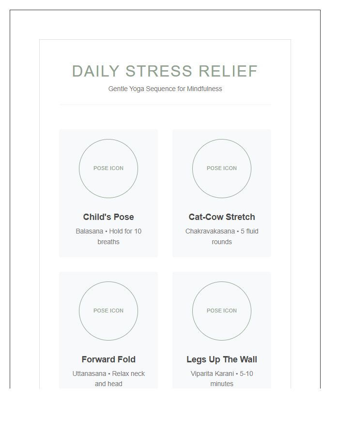 Printable Stress Relief Yoga Pose Illustration Chart