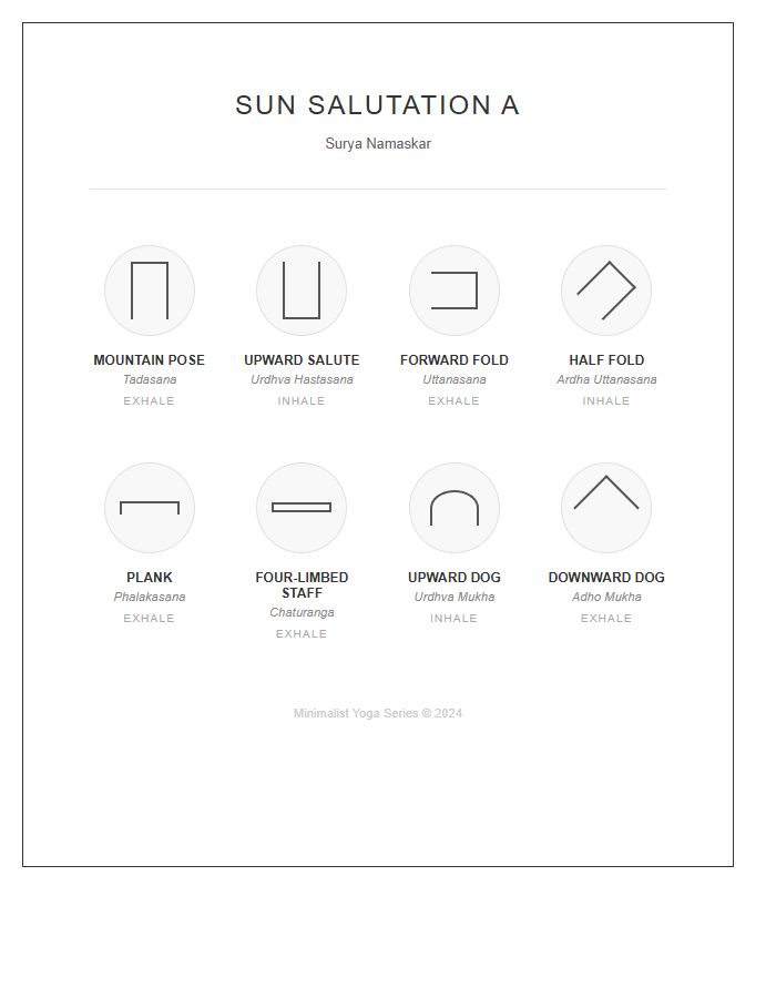 Printable Sun Salutation Yoga Sequence Illustration Chart