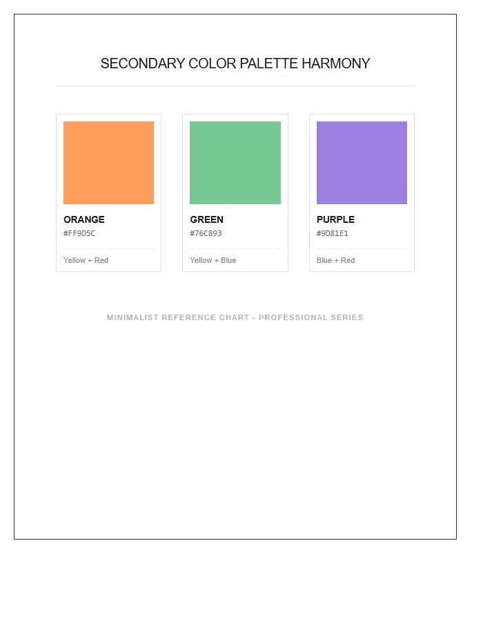 Secondary Color Palette Harmony Printable Chart