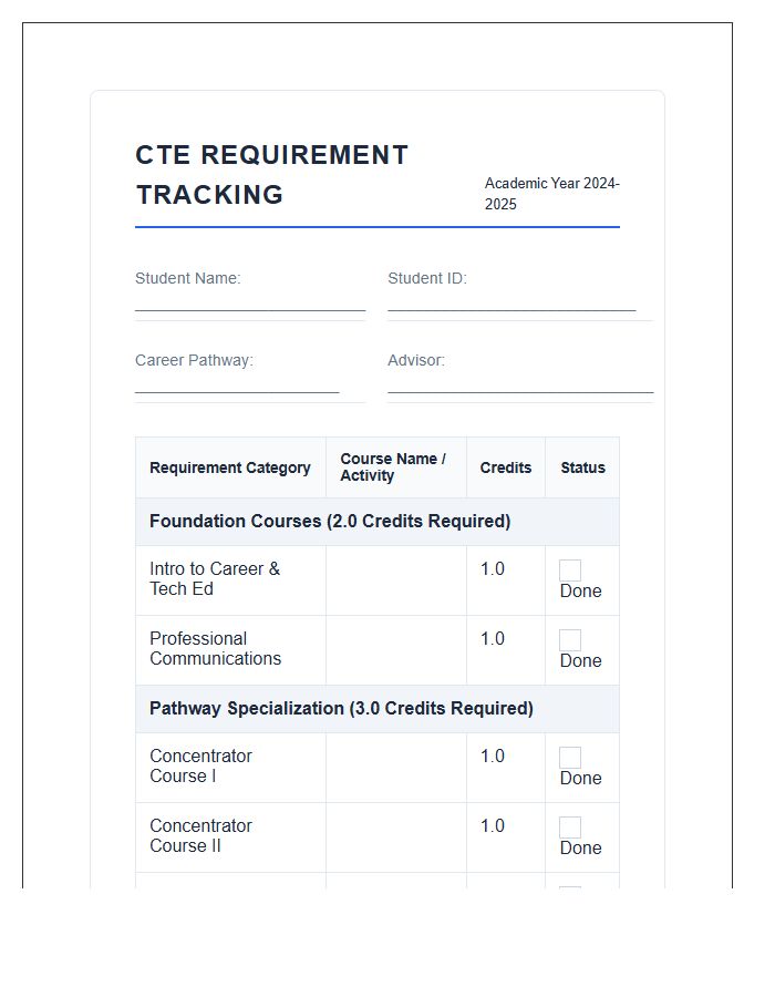 Career And Technical Education Requirement Printable Chart
