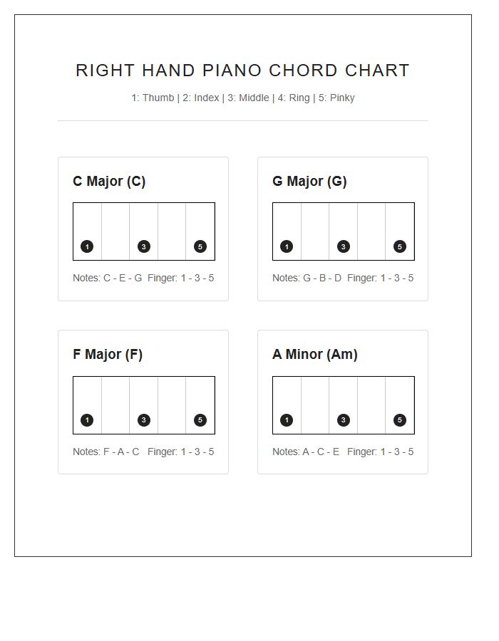 Right Hand Piano Chord Fingering Chart Printable