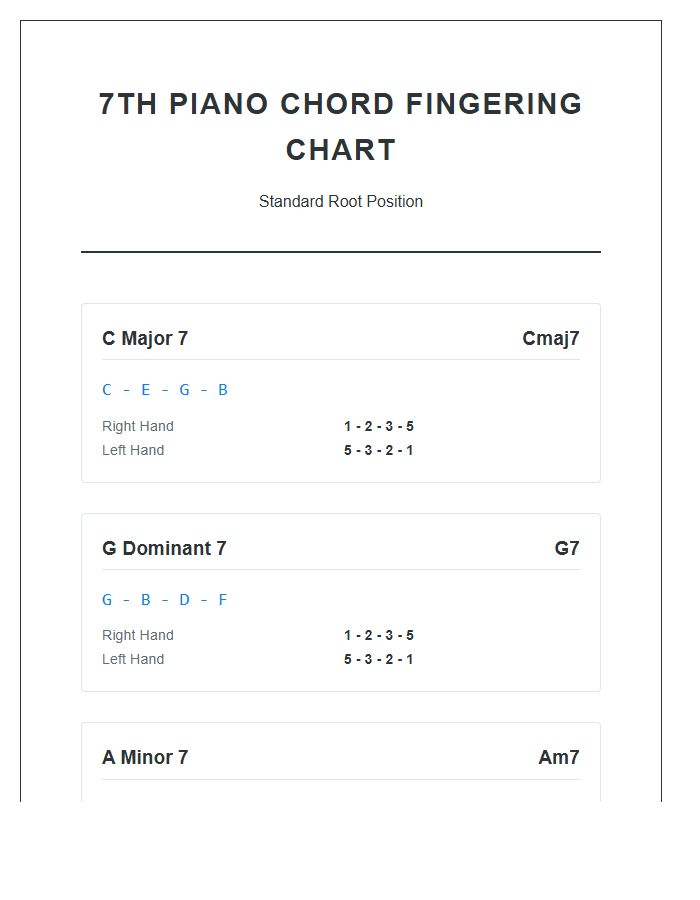 Seventh Piano Chord Fingering Chart Printable