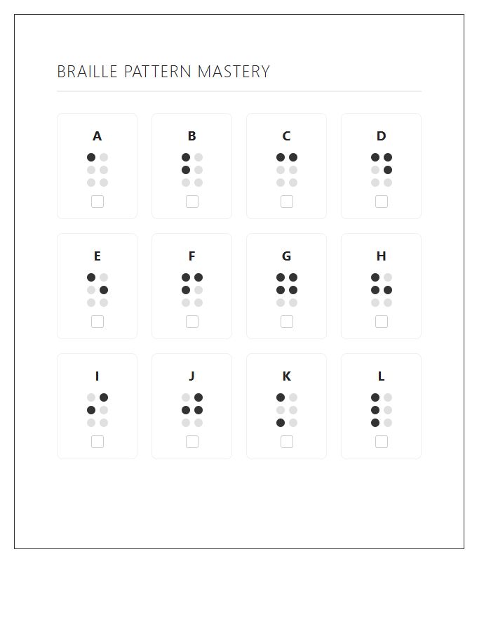 Printable Braille Pattern Checklist Chart