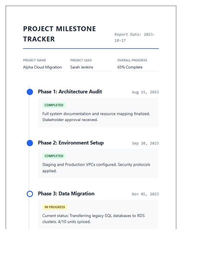 Printable Project Milestone Timeline Tracking Chart