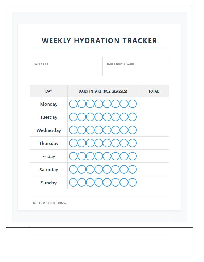 Desktop Water Consumption Goal Printable Chart