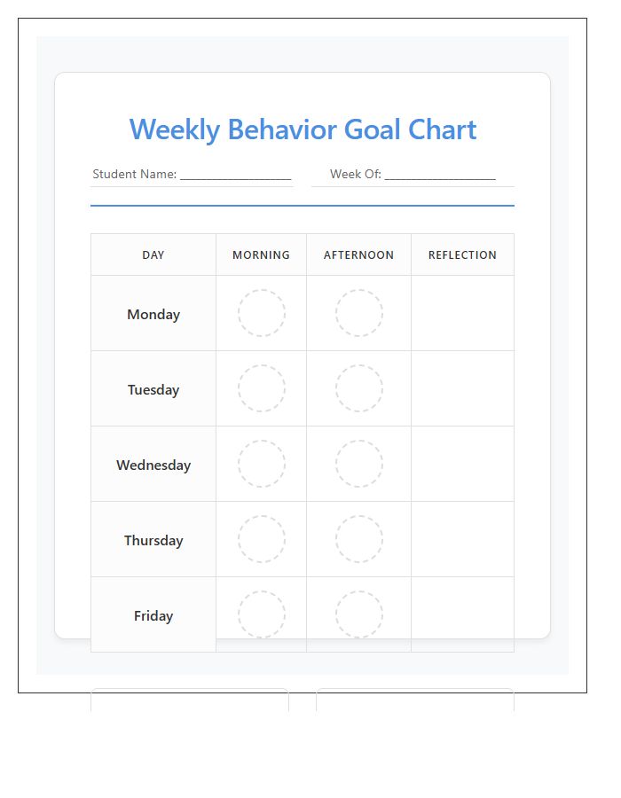 Elementary Student Printable Behavior Modification Sticker Chart