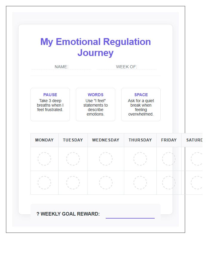 Printable Emotional Regulation Behavior Reward Sticker Chart