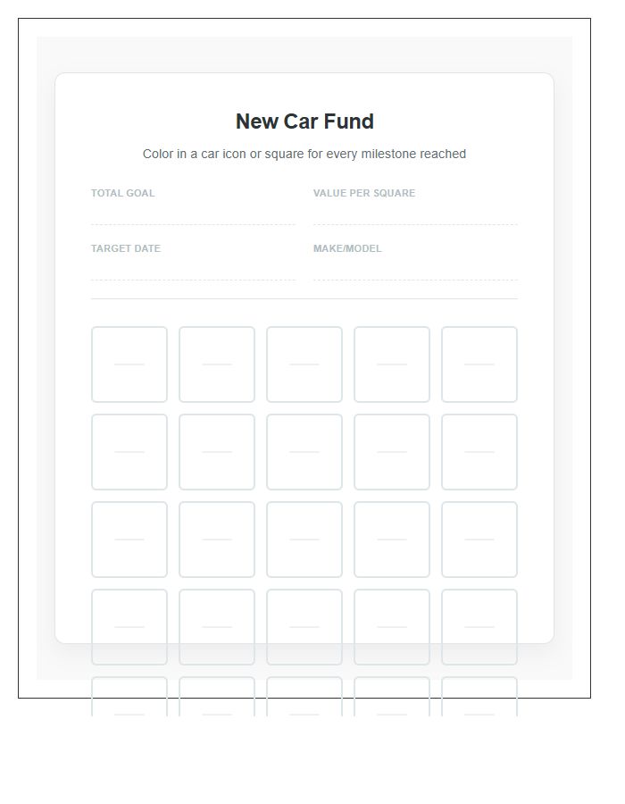 New Car Savings Goal Printable Chart
