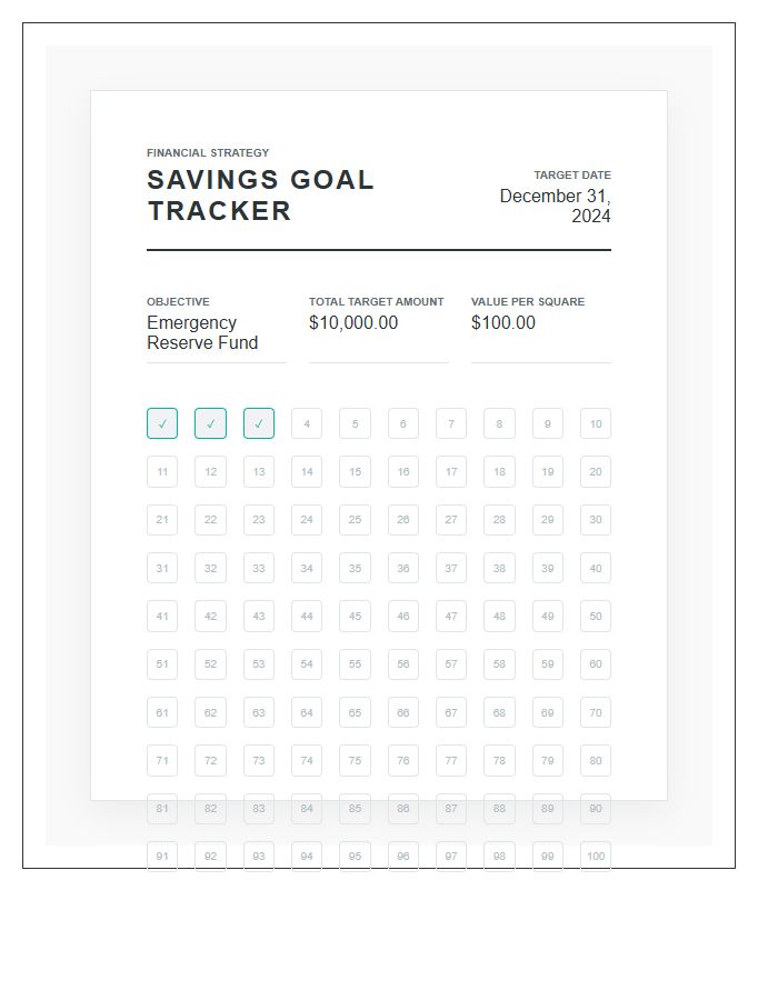 Strategic Savings Goal Tracker Printable Chart