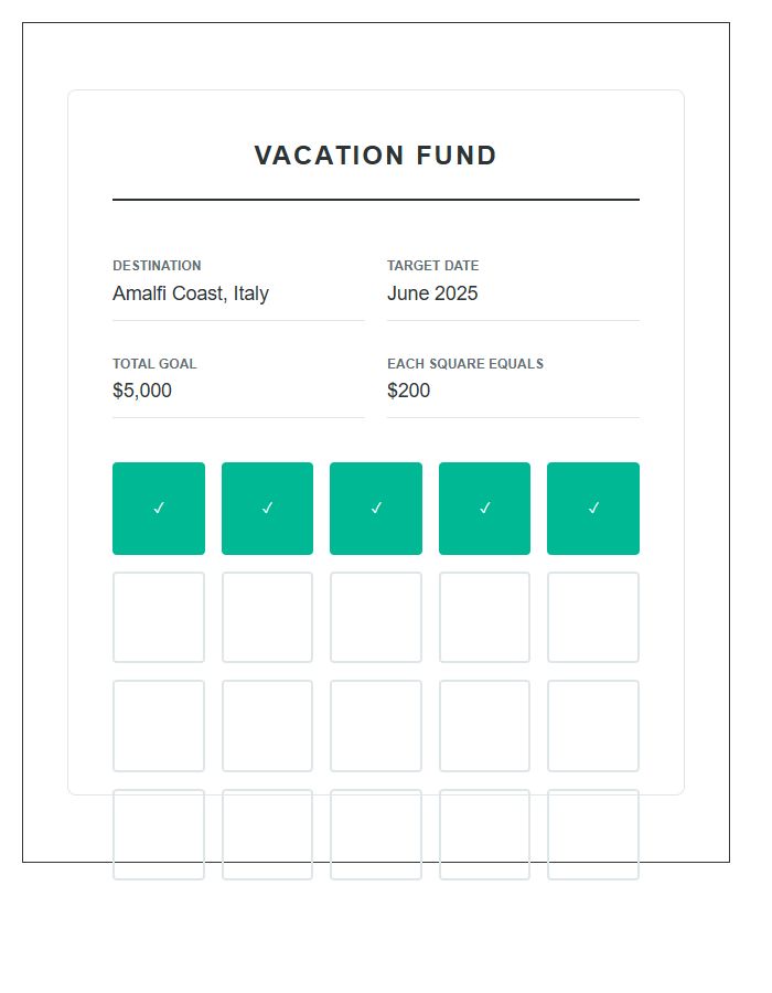 Vacation Fund Savings Goal Printable Chart