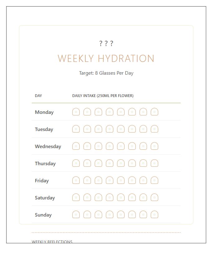 Floral Hydration Tracking Printable Chart
