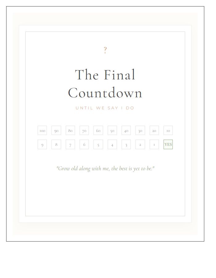 Boho Printable Wedding Countdown Calendar Chart