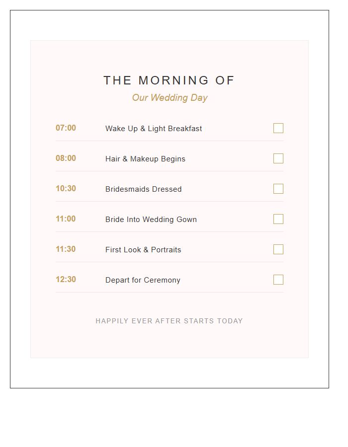 Bride Morning Printable Wedding Countdown Chart