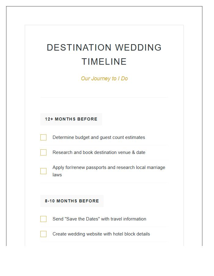 Destination Printable Wedding Countdown Planning Chart