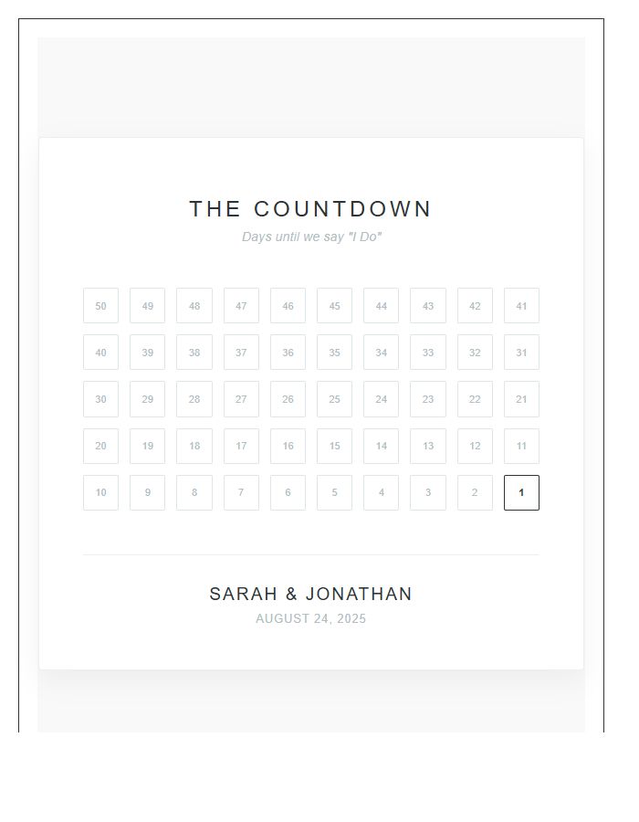 Engagement Gift Printable Wedding Countdown Chart