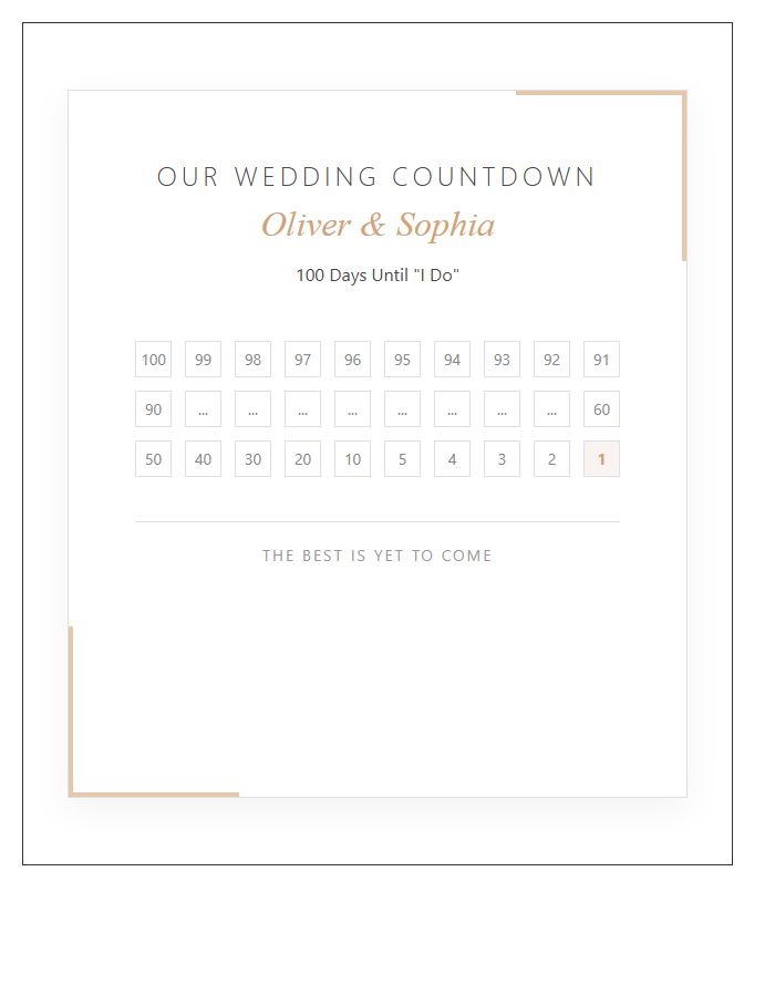 Floral Printable Wedding Countdown Calendar Chart
