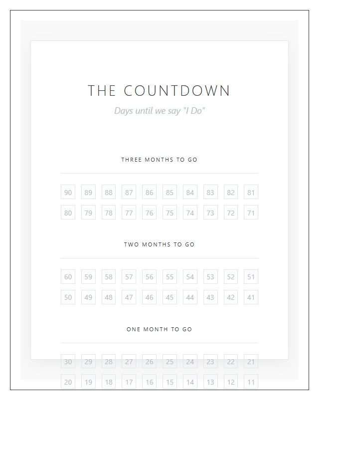 Modern Printable Wedding Countdown Calendar Chart