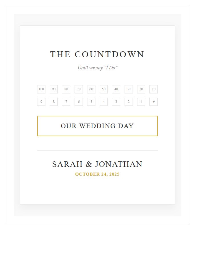 Wall Decor Printable Wedding Countdown Chart