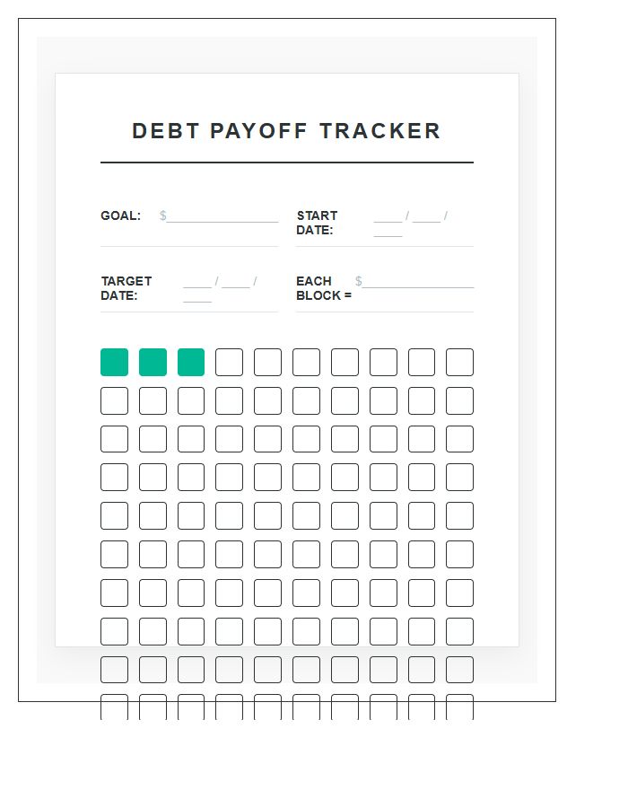 Debt Payoff Coloring Printable Chart
