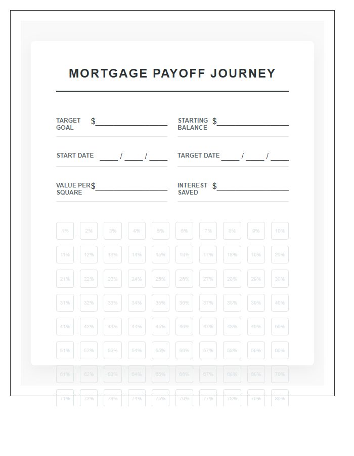 Mortgage Payoff Goal Printable Chart