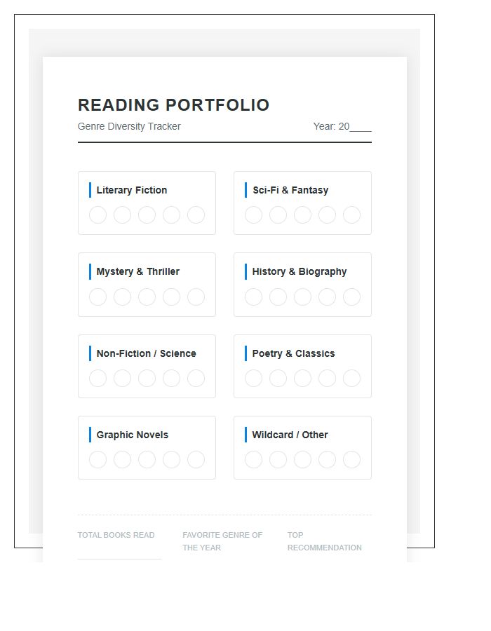 Genre Variety Reading Progress Printable Chart