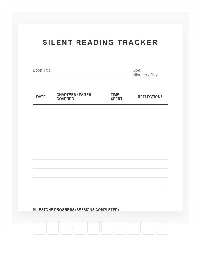 Silent Reading Goal Printable Chart