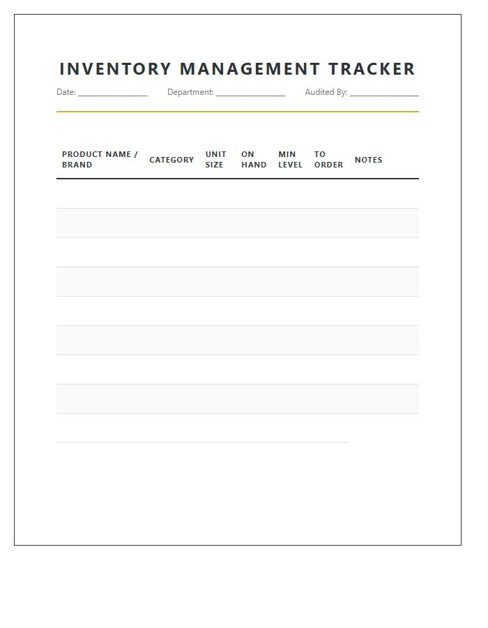 Beauty Salon Inventory Management Tracker Printable Chart