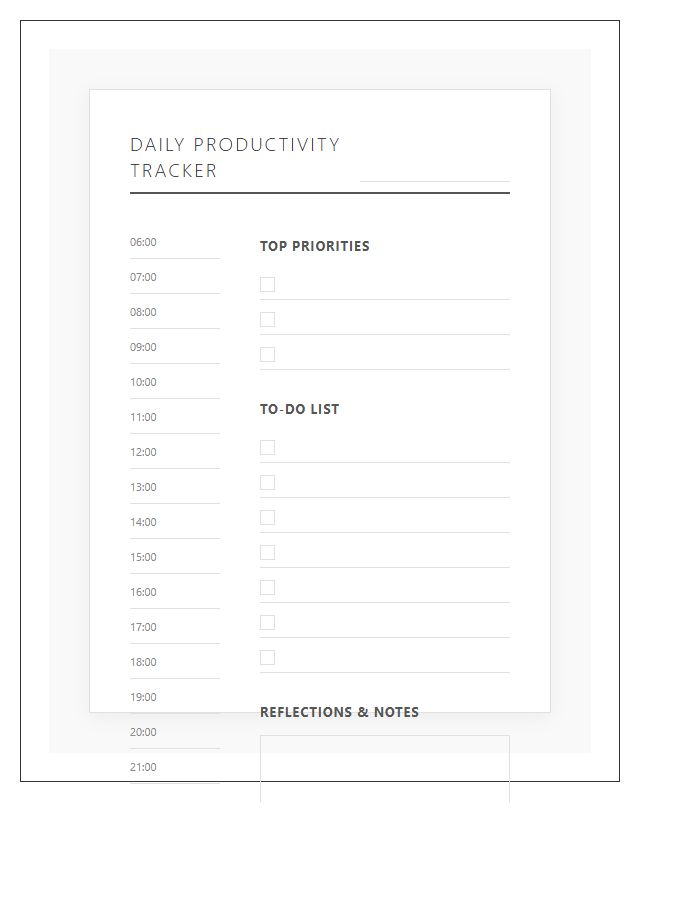 Time Blocking Daily Productivity Tracker Printable Chart