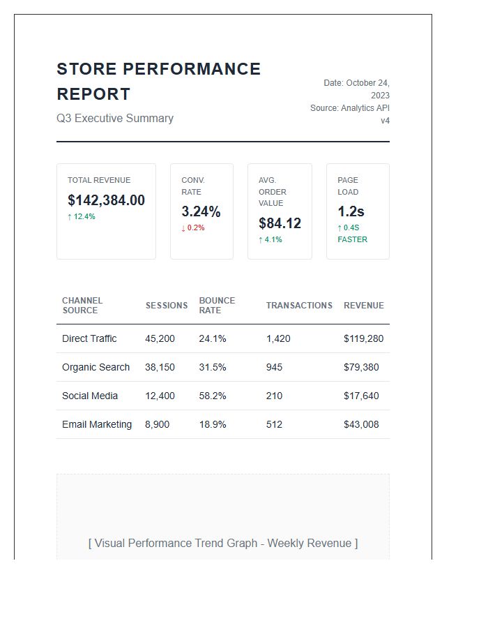 E-commerce Website Performance Printable Chart