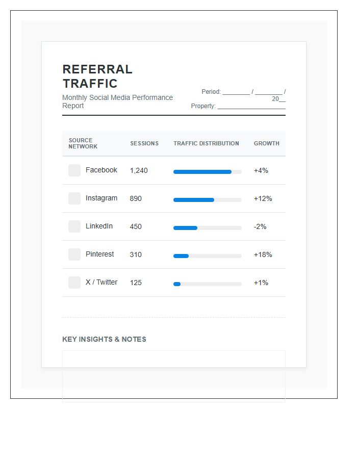 Social Media Referral Traffic Printable Chart