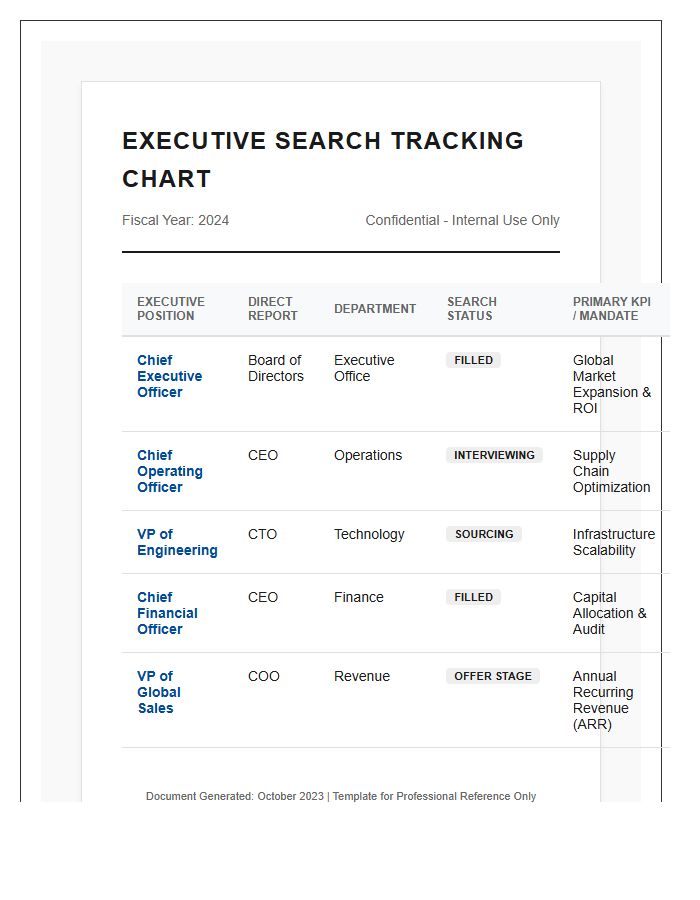 Executive Level Job Printable Chart